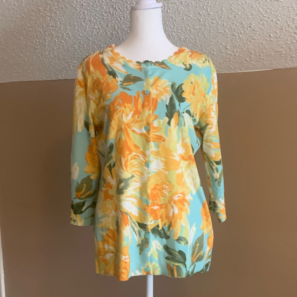 Isaac Mizrahi Live! Watercolor Floral Printed Cardigan